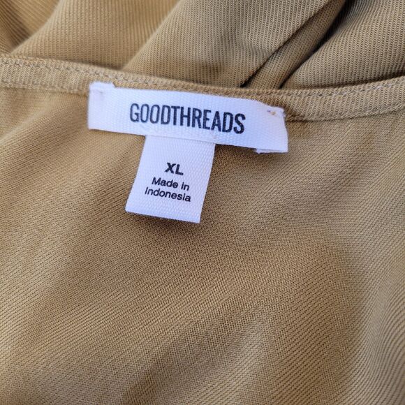 Goodthreads Women's Fluid Twill Tulip Short-Sleeve Tie-Waist Dress Mustard XL - Picture 5 of 10